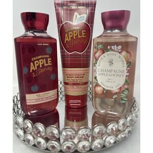 Bath and Body Works Champagne Apple Honey Bundle~1 Body Cream & 2 Shower gel.